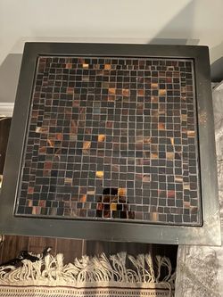 Set of 2 Crate & Barrel Mosaic Tile Nesting Tables/Night Stands