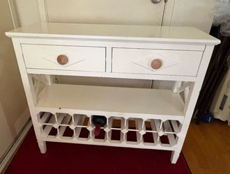 White Table with Wine Storage