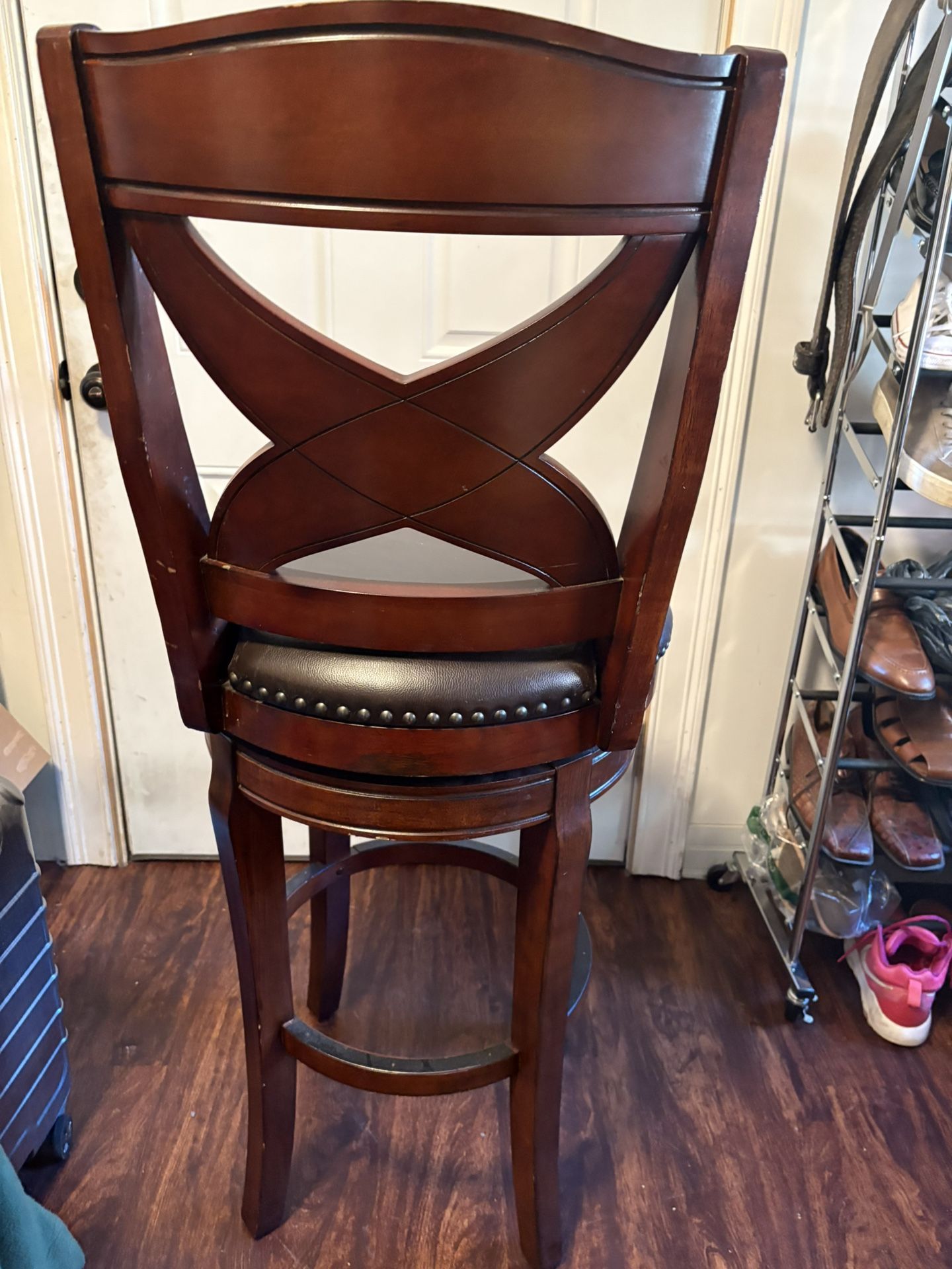 Swivel Bar Stools- Wood & Leather