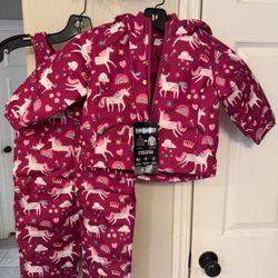 Toddler Girl Snow Bib and 3 in One Jacket Size 3T and 4T