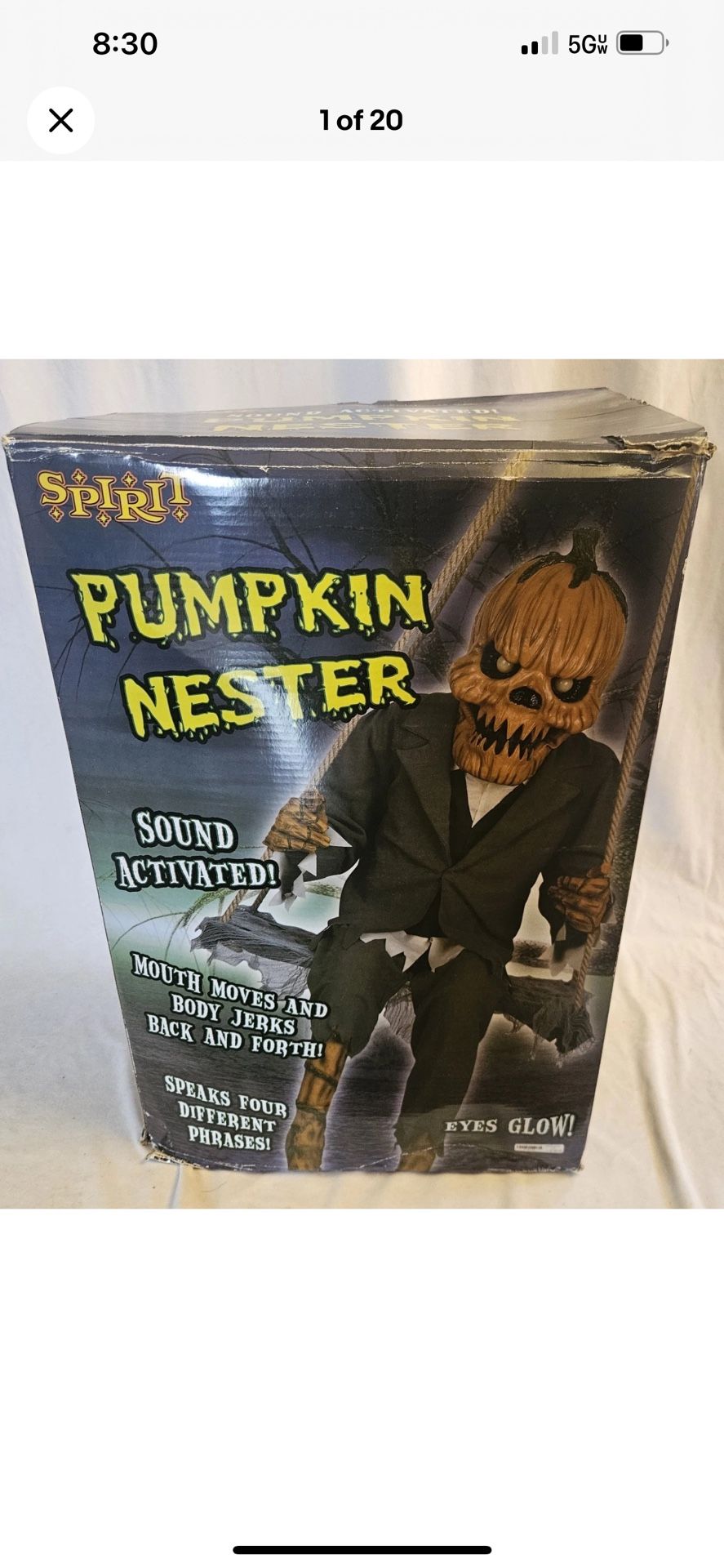 Spirit Halloween Pumpkin Nester Swinging Life-Size Gemmy Prop! Retired!