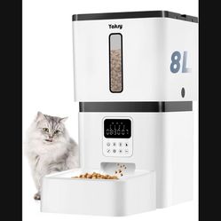 Automatic Cat Feeders - 8L/33 Cups Dog Food Dispenser with Lock Lid &Desiccant Bag - Programmable Timed Cat Feeder with 20s Voice Recorder - Portion C