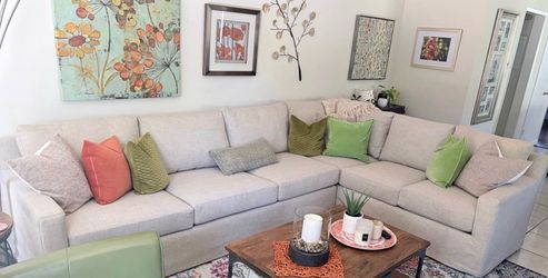 Beige L-Shaped Sectional Sofa