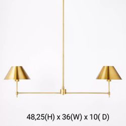 Brand New Threshold & Studio Mc Gee Metal Two Arm Shaded  Chandelier  Ceiling Brass Thumbnail