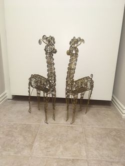 2 Gold metal Reindeers