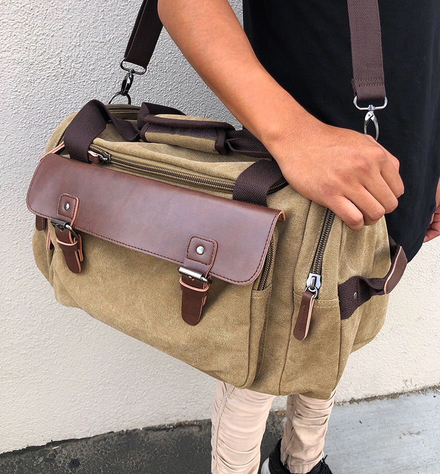 $20 NEW Mens Vintage Travel Duffel Bag Hand Gym Sports Shoulder Strap Backpack 18x9x11”