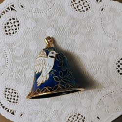 Vintage Cloisonne White Dove Bell Ornament