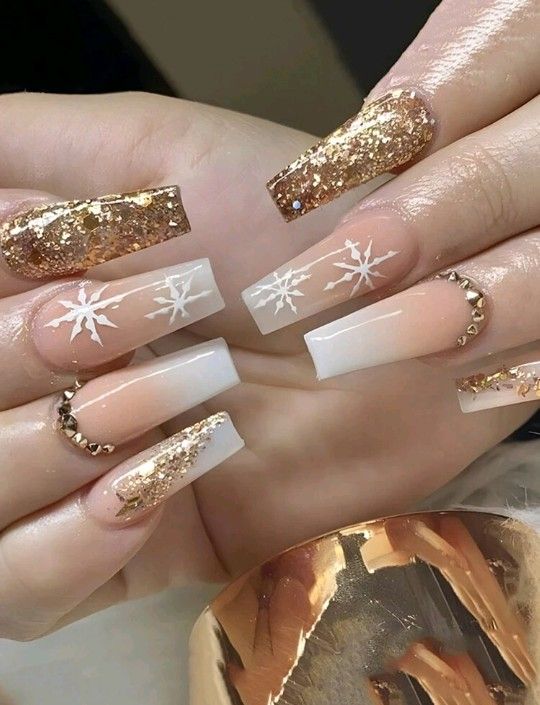 24pcs Long Glamnetic Golden Press-On Nails