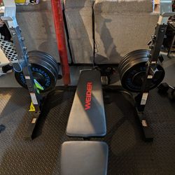 Bench, Squat Rack , Olympic Bar And Weights For Sale
