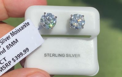 Sterling Silver Moissanite Stud Earrings