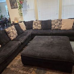 Navy Sectional with oversized ottoman