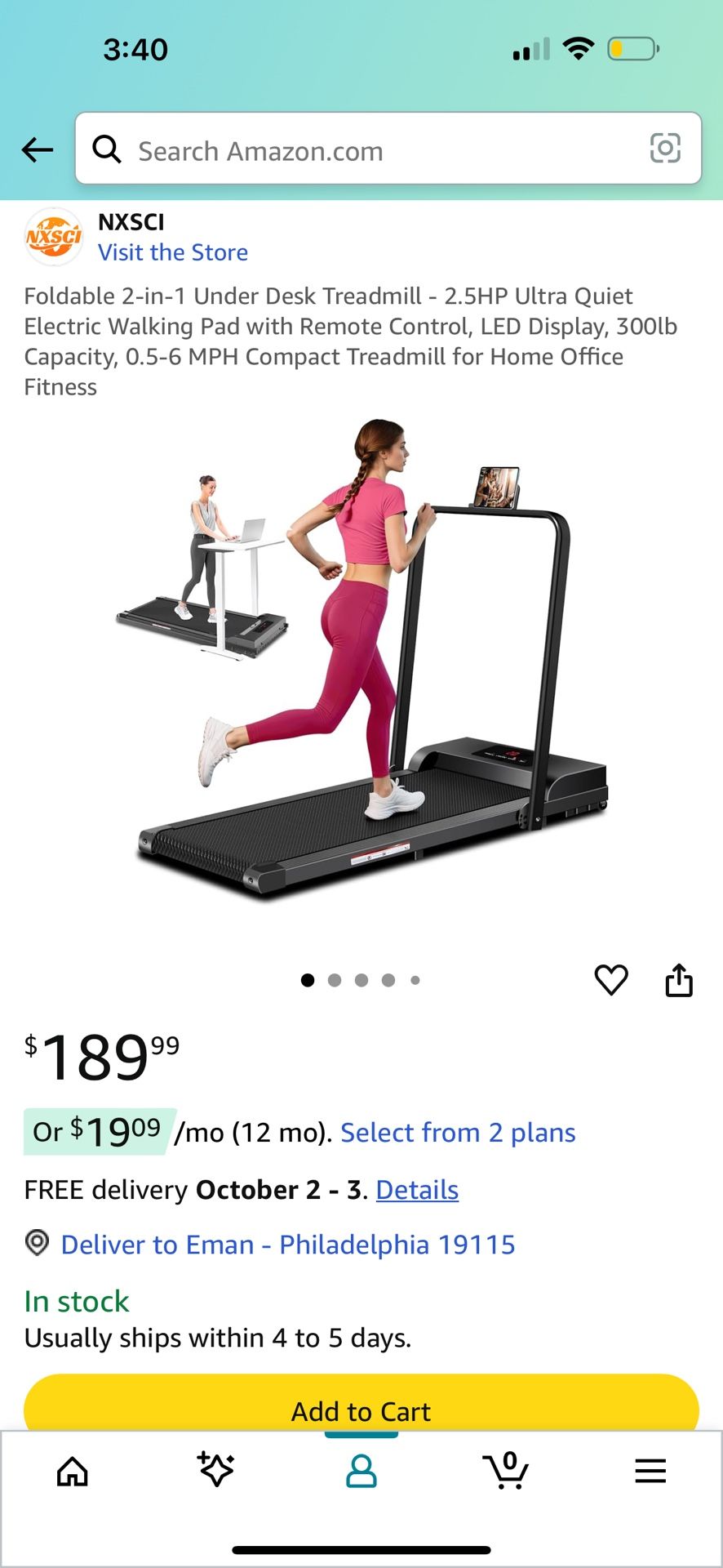 Brand New In Box. Treadmill Foldable 2.5HP