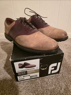 Golf Shoes Casual FootJoy FJ Professional Spikeless Brown Tan Leather Waterproof Mens Shoes SIZE 11 Sneakers 57045