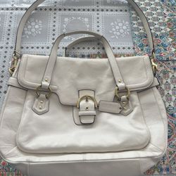 White Leather Coach Handbag