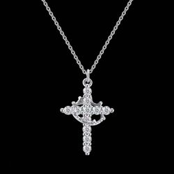 14K Gold Plated Silver Diamond Cross Necklace – Elegant Women’s Pendant, Holiday Gift