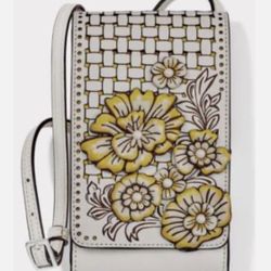 Brighton Leather Tivoli Trellis Phone Organizer White Yellow