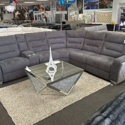 Limited Time Sale🤑Beautiful Dark Grey Power Reclining Sofa Sectional Available Now Only $1999