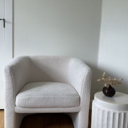 White Boucle Accent Chair 