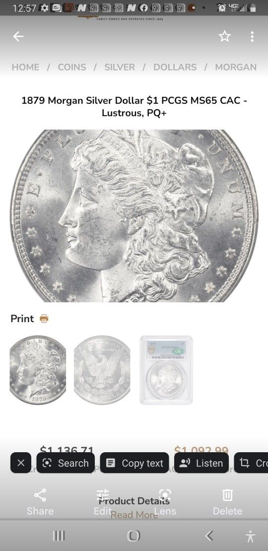 1879 Silver Dollar $500