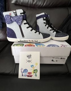 NIB UGG Red Disney Pixar Inside Hi Top Sadness Shoes - Kids Size 6, Adult 8.5