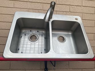Deep stainless steel sink 33” and Kohler faucet