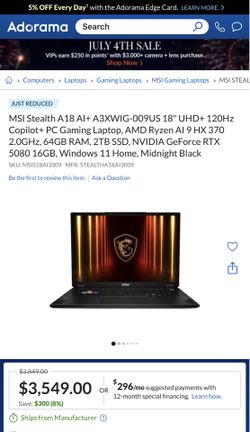 MSI Stealth A18 AI+ A3XWJG-006US (2026 Model) – Brand New, Factory Sealed