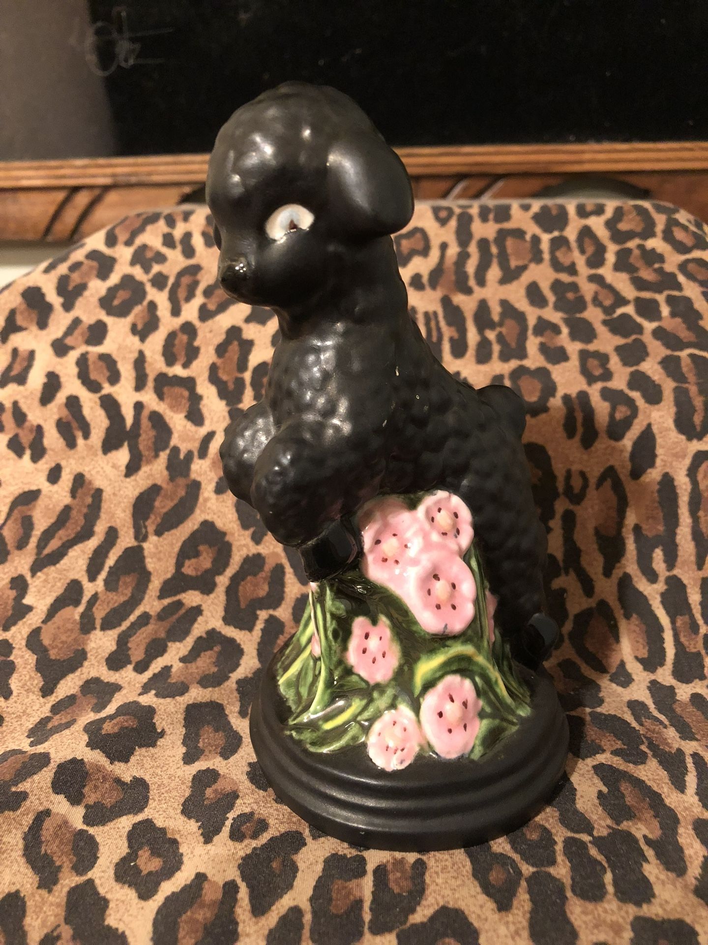 Vintage 50s Porcelain Black Lamb Figurine - Cute 1950s Sheep Chalkware Animal Statue MCM