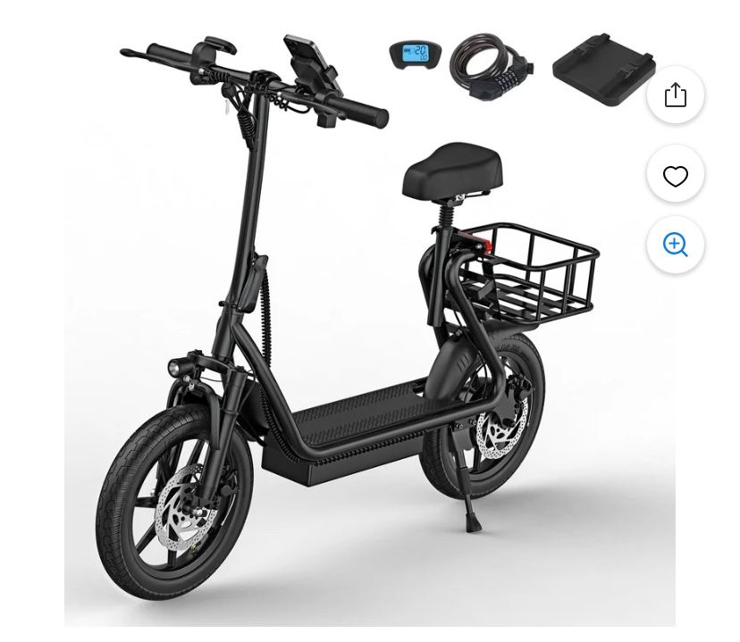 Aovopro 14” Commuter Electric Scooter With Seat & Carry Basket