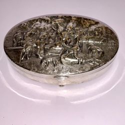 Vintage Hans Jensen Denmark Repousse Silver Plate Trinket Box