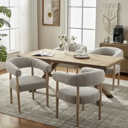 Upholstered Modern Dining Chairs Set of 4 with Solid Wood Legs, Mid-Century Fabric Kitchen Side Chairs for Dining Room, Beige  Whether servi
