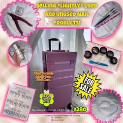 Huge Nail Supply Bundle + Portable Pink Rolling Nail Case