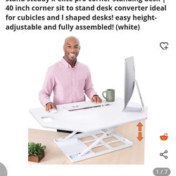 Stand Steady X-Elite Pro Corner Sit/Stand Converter in white (Model: 40CWH)