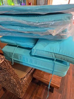 26 in. x 26 in. x 5 in. (8-Piece) Deep Seating Outdoor Lounge Chair Sectional Cushion Lake Blue