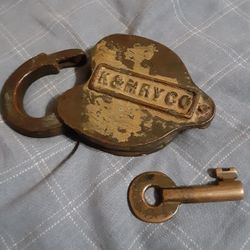 Antique Railroad Lock With Key
