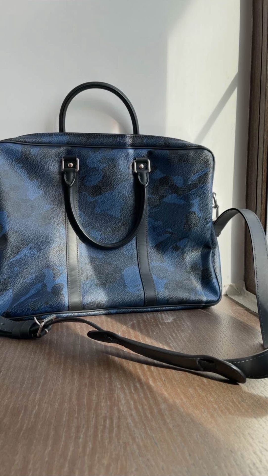 Louis Vuitton Porte-Documents Voyage Briefcase Limited Edition Camouflage Damier Cobalt PM