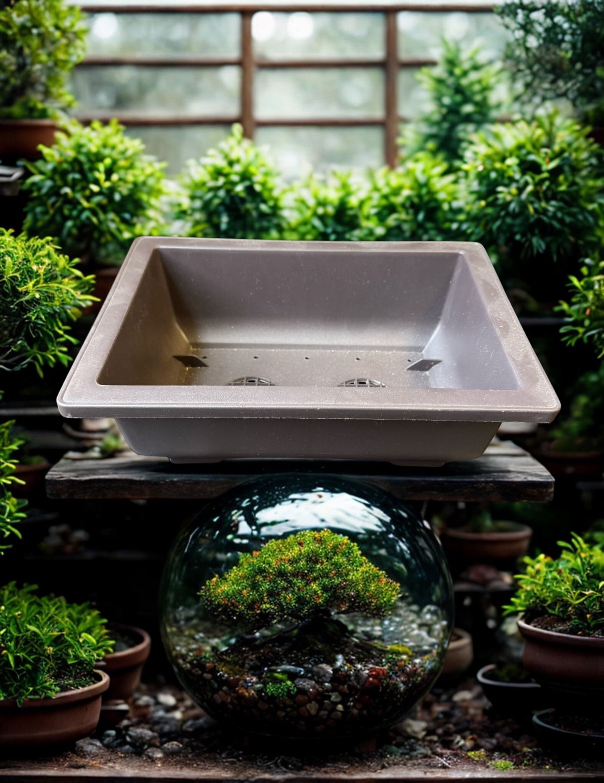 Brown Rustic Bonsai Pot