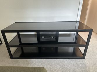 TV Stand, Black, Metal And Glass