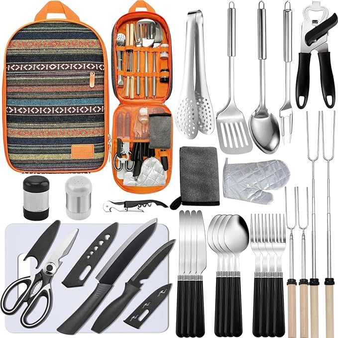 Camping Cooking Utensils Set - Compact Gear for Outdoor Cooking & Grilling
