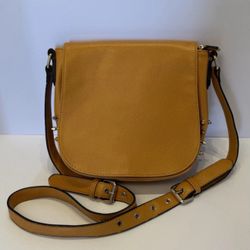 Yellow Crossbody Shoulder Bag with Silver Studs – Edgy Punk Style Purse