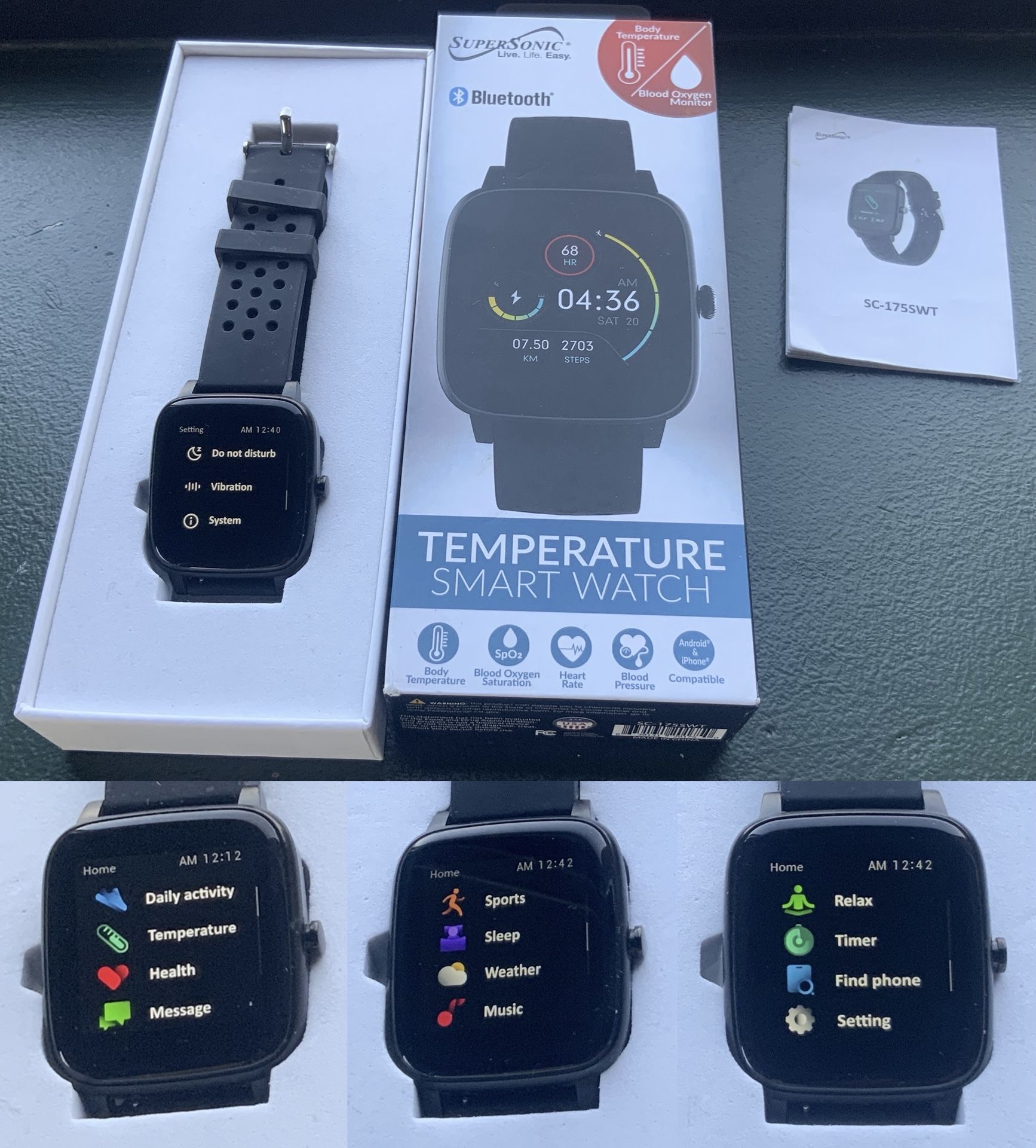 🛍️BRAND NEW🛍️ 🌡️ 1 SUPERSONIC Bluetooth Temperature⌚️SmartWatch... Value $65... 🚚MOVING OUT OF STORAGE📦