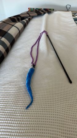Cat Wand Toy with Blue Worm Lure