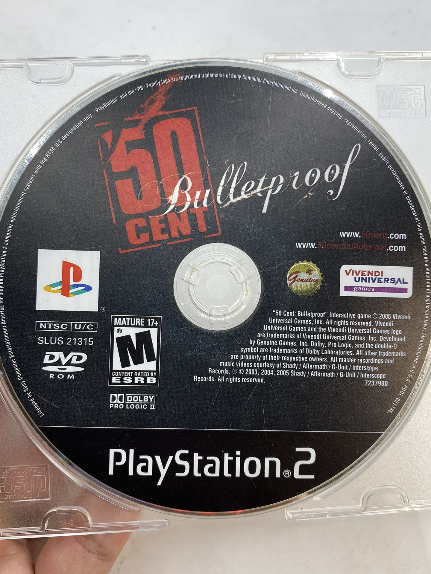 50 Cent: Bulletproof (Sony PlayStation 2, 2005) PS2, Game Disc Only Tested Minty