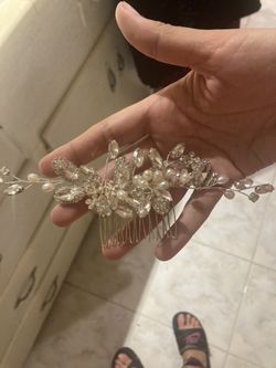 Pearl And Crystal Head Piece,comb Hair Piece 
