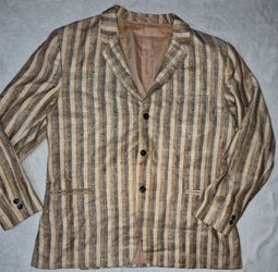 Vintage 60s Harilela's Hong Kong Bespoke Striped Blazer Mid Century Mod Retro Mr. Richard W. Harral
