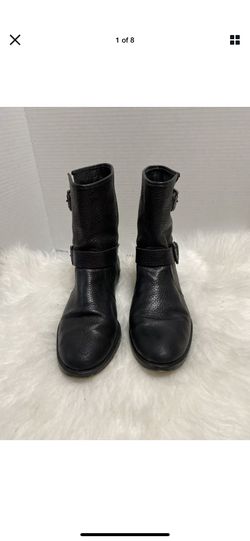 J Crew Biker Boots Leather Womens Size 8 US Buckle Black SOLD OUT E0849 $238