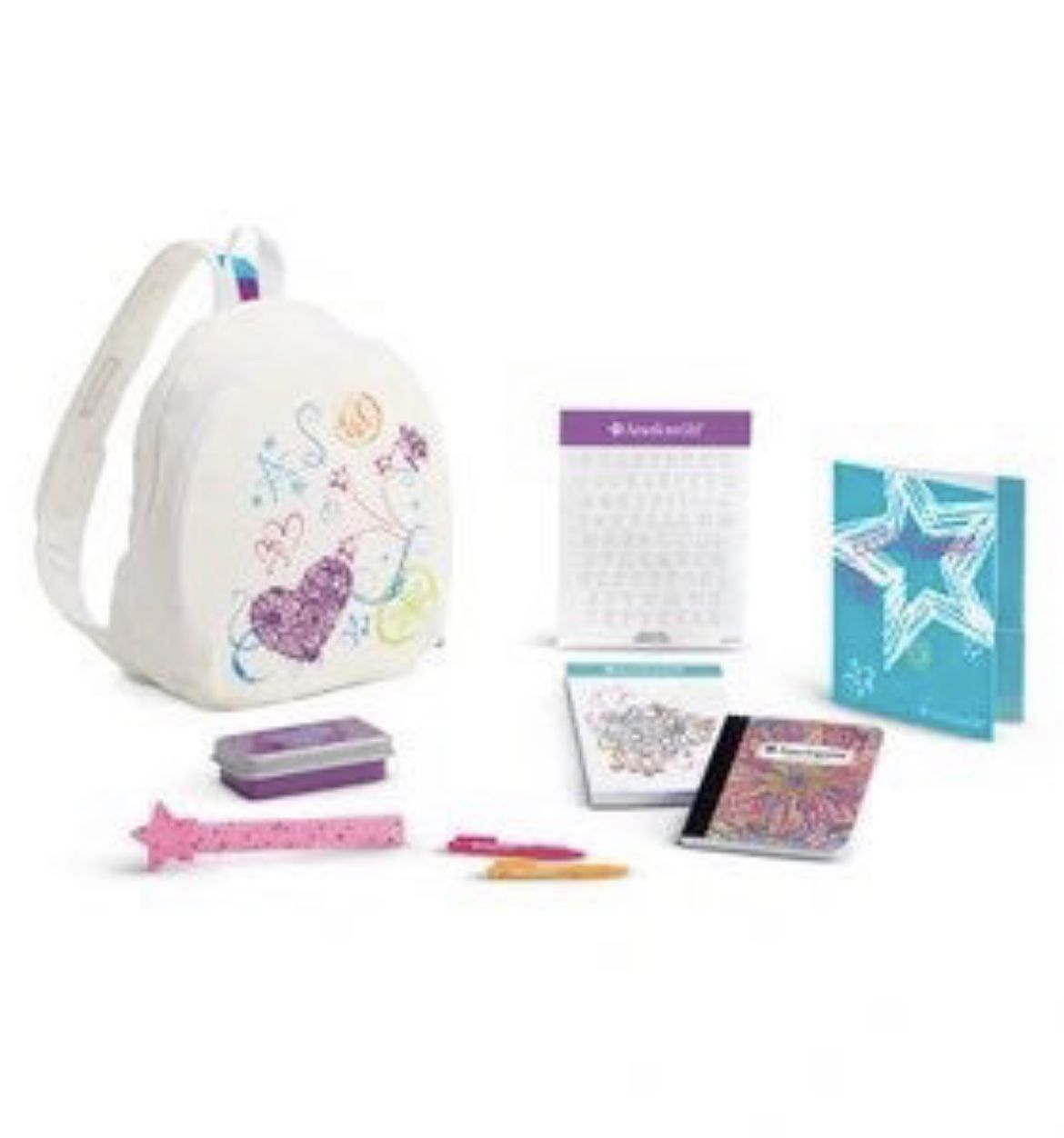 American Girl Doodle Backpack School Notebook Pencil Set