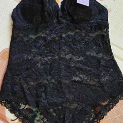 New Balconette Lace Bodysuit black one piece padded