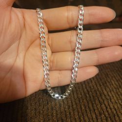 Italy 925 Solid Sterling Silver Diamond Cut Reversible 2-in-1 Cuban Link Chain for Men Women 24" Plata Italiana 925 Cadena Cubana 24" Unisex