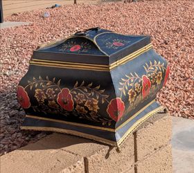 Black Tole Painted Decorative Box with Floral Design
