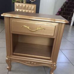 Classy Gold Nightstand Bedside Golden Night Table Bed Commode Side Cabinet Gold Furniture Drawer Library Books 